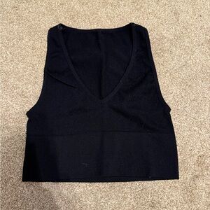 Black Sleeveless V-Neck Top